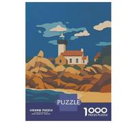 Jigsaw Puzzles for Adults1000 Piece Bretagne Coastal Lighthouse Illustration Jigsaw for Adults Anti-Stress Toys A Work of Art for Birthday, Chrismas 38x26cm/1000pcs