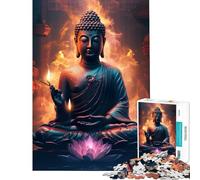 Jigsaw Puzzles for Adults1000 Piece Buddha Flames Pink Lotus Difficult And Challenge Presents for Women Anti-Stress Toys for Age 14+ Game (50X75CM)