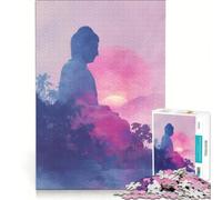 Jigsaw Puzzles for Adults1000 Piece Buddha Statue Pink Sunset Landscape, Toy Wall Decor, Staycation Kill Time, Beautiful Design Game 38x52cm