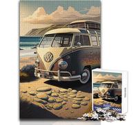 Jigsaw Puzzles for Adults1000 Piece Bus On The Beach Enjoyable Quiet Leisure Activity Premium Accurate Edge Craft Toy Size 50x75cm