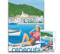 Jigsaw Puzzles for Adults1000 Piece Cadaqués Costa Brava Poster Educational Game Birthday Present Secret Santa Gifts Size 38x52cm