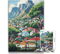 Jigsaw Puzzles for Adults1000 Piece Cape Town, South Africa Illustration Educational Game Birthday Present Secret Santa Gifts Size 38x52cm