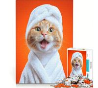 Jigsaw Puzzles for Adults1000 Piece Cat in Spa Towel And Robe, Toy Wall Decor, Staycation Kill Time, Beautiful Design Game 38x52cm