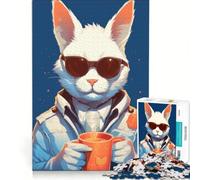 Jigsaw Puzzles for Adults1000 Piece Cat Is Drinking Coffee, Toy Wall Decor, Staycation Kill Time, Beautiful Design Game 38x26cm