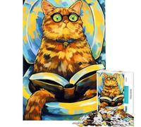 Jigsaw Puzzles for Adults1000 Piece Cat Loves Books Challenging To Complete Difficult Hard Hands-on Game Suitable for People Aged 14 And Above (50X75CM)