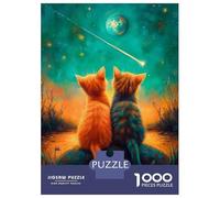 Jigsaw Puzzles for Adults1000 Piece Cats Watching Shooting Star Adult Jigsaw Puzzle Toy Wall Decor Precision Cutting Deal As Gifts for The Whole Family 52x38cm/1000pcs