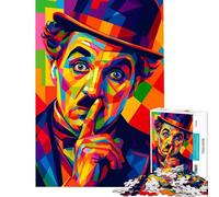 Jigsaw Puzzles for Adults1000 Piece Charlie Chaplin Colorful Pop Art Portrait Educational Challenge For Family Fun Fun Games for And 14 Years And over (50X75cm)