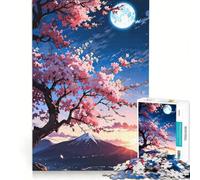Jigsaw Puzzles for Adults1000 Piece Cherry Blossoms, Mountain, And Moonlit Sky, DIY Toys, Enhance Memory, Deal As Gifts for The Whole Family 38x26cm