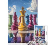 Jigsaw Puzzles for Adults1000 Piece Chess Pieces Under Sky Cozy Family Gathering Enjoyment Unique Christmas Celebration Present (50x75cm)