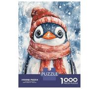 Jigsaw Puzzles for Adults1000 Piece Chilly Penguin in Red Hat And Scarf Adult Jigsaw Puzzle Hands-on Game Presents for Women for Birthday, Chrismas 38x26cm/1000pcs