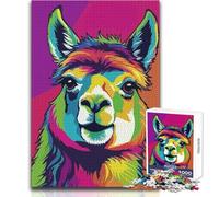 Jigsaw Puzzles for Adults1000 Piece Colorful Alpaca Pop Art Portrait Enjoyable Quiet Leisure Activity Premium Accurate Edge Craft Toy Size 38x52cm