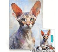 Jigsaw Puzzles for Adults1000 Piece Cornish Rex Cat Sketch, Educational Toy, Difficult And Challenge, Improving Love between Couples 50x75cm