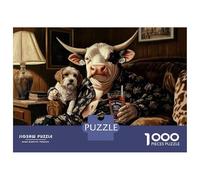 Jigsaw Puzzles for Adults1000 Piece Cow Drinking Jack Daniel's Adult Jigsaw Puzzle Relaxing Games Staycation Kill Time for Birthday, Chrismas 52x38cm/1000pcs