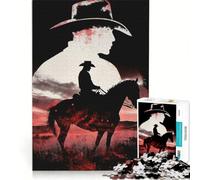 Jigsaw Puzzles for Adults1000 Piece Cowboy Double Exposure Silhouette, Educational Toy, Difficult And Challenge, Improving Love between Couples 38x52cm