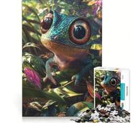 Jigsaw Puzzles for Adults1000 Piece Cute Chameleon in Jungle, Relaxing Games, Decompressing Intellectual, Birthday Present,Travel Gifts, 38x26cm