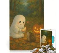 Jigsaw Puzzles for Adults1000 Piece Cute Ghost Feeding Hedgehog, Hands-on Game, Precision Cutting, Birthday And Unique Gifts 50x75cm