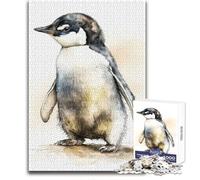 Jigsaw Puzzles for Adults1000 Piece Cute Watercolour Penguin Enjoyable Quiet Leisure Activity Premium Accurate Edge Craft Toy Size 38x52cm