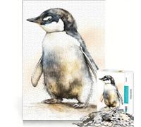 Jigsaw Puzzles for Adults1000 Piece Cute Watercolour Penguin, Hands-on Game, Precision Cutting, Birthday And Unique Gifts 50x75cm