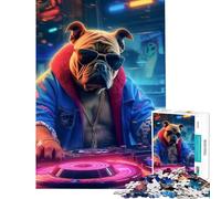 Jigsaw Puzzles for Adults1000 Piece Cyberpunk Dog Hip Hop DJ Challenging To Complete Difficult Hard Handson Game Suitable for People Aged 14 And Above (50X75cm)