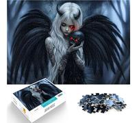 Jigsaw Puzzles for Adults1000 Piece Dark Angel with Skull~ Made of cardboard for age 14+ Train your brain and your hands Christmas game Gifts 。size:26x38cm/10.24x14.96inch