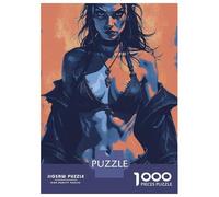 Jigsaw Puzzles for Adults1000 Piece Dark-Haired Woman in Blue And Orange Adult Jigsaw Puzzle Hands-on Game Presents for Women for Birthday, Chrismas 38x26cm/1000pcs
