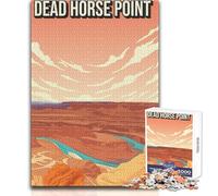 Jigsaw Puzzles for Adults1000 Piece Dead Horse Point State Park Vintage Travel Poster Educational Game Birthday Present Secret Santa Gifts Size 38x26cm