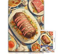 Jigsaw Puzzles for Adults1000 Piece Delicious Meat Feast on Checkered Tablecloth Educational Game Birthday Present Secret Santa Gifts Size 38x26cm