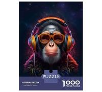 Jigsaw Puzzles for Adults1000 Piece DJ Monkey with Headphones Adult Jigsaw Puzzle Hands-on Game Presents for Women for Birthday, Chrismas 70x50cm/1000pcs