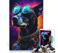 Jigsaw Puzzles for Adults1000 Piece Dog in Trippy Borderlands, Relaxing Games, Difficult Challenge, Gifts for Friends And Family 50x75cm