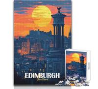 Jigsaw Puzzles for Adults1000 Piece Edinburgh Scotland Cityscape at Sunset Educational Game Birthday Present Secret Santa Gifts Size 38x52cm
