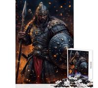 Jigsaw Puzzles for Adults1000 Piece Epic Mongol Warrior Poster Educational Toy Gift Birthday Relaxing Games with Matching Poster And Trivia Sheet size 38x52cm