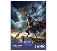 Jigsaw Puzzles for Adults1000 Piece Fantasy Deer Warrior Art Print Jigsaw for Adults Anti-Stress Toys A Work of Art for Birthday, Chrismas 52x38cm/1000pcs