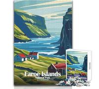 Jigsaw Puzzles for Adults1000 Piece Faroe Islands National Park Denmark Poster Educational Game Birthday Present Secret Santa Gifts Size 38x26cm