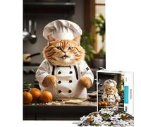 Jigsaw Puzzles for Adults1000 Piece Fat Cat Chef Brain Teaser Game Toy Intellectual Game Birthday Gifts Difficult Hard (Size 38x26cm)