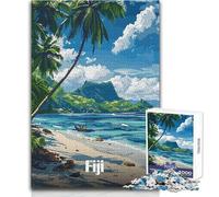 Jigsaw Puzzles for Adults1000 Piece Fiji Beach Paradise Educational Game Birthday Present Secret Santa Gifts Size 38x52cm