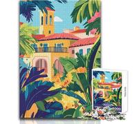 Jigsaw Puzzles for Adults1000 Piece Florida Spanish Architecture Minimalist Art Educational Game Birthday Present Secret Santa Gifts Size 38x52cm