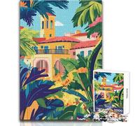 Jigsaw Puzzles for Adults1000 Piece Florida Spanish Architecture Minimalist Art Educational Game Birthday Present Secret Santa Gifts Size 50x75cm