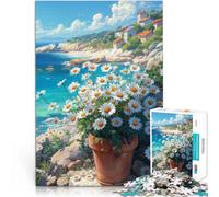 Jigsaw Puzzles for Adults1000 Piece Flowers by a Beach Made of wood,for age 14 years and over Play toys As a gift for the whole family and friends。size:50x75cm/14.96x20.47inch