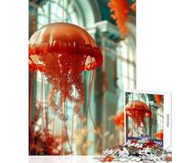 Jigsaw Puzzles for Adults1000 Piece Flying Jelly Fish Flowers Educational Toy Gift Birthday Relaxing Games with Matching Poster And Trivia Sheet size 50x75cm