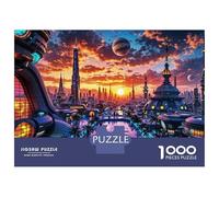 Jigsaw Puzzles for Adults1000 Piece Futuristic Cityscape with Neon Lights Adult Jigsaw Puzzle Brain Teaser Game For Family Fun Stress Reduction Gifts 38x26cm/1000pcs