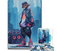 Jigsaw Puzzles for Adults1000 Piece Futuristic Urban Character with Boombox Unique Challenge Game Learning Educational Toy Wall Decor 38x26cm(1000pcs)