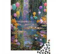 Jigsaw Puzzles for Adults1000 Piece Garden Pond Balloons Painting Jigsaw for Adults Hands-on Game Wall Decoration for Birthday, Chrismas 52x38cm/1000pcs