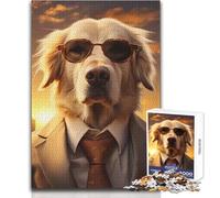 Jigsaw Puzzles for Adults1000 Piece Gentleman Golden Retriever Enjoyable Quiet Leisure Activity Premium Accurate Edge Craft Toy Size 50x75cm