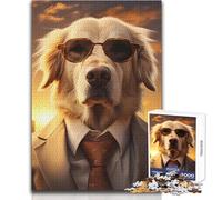 Jigsaw Puzzles for Adults1000 Piece Gentleman Golden Retriever Enjoyable Quiet Leisure Activity Premium Accurate Edge Craft Toy Size 38x26cm