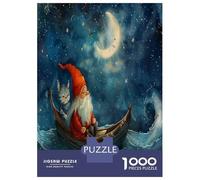Jigsaw Puzzles for Adults1000 Piece Gnome And Cat Moonlit Boat Ride Jigsaw for Adults Hands-on Game Wall Decoration for Birthday, Chrismas 70x50cm/1000pcs