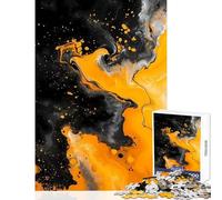 Jigsaw Puzzles for Adults1000 Piece Gold Black Abstract Art Cozy Family Gathering Enjoyment Unique Christmas Celebration Present (38x26cm)