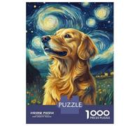 Jigsaw Puzzles for Adults1000 Piece Golden Dog Under Starry Sky -1 Adult Jigsaw Puzzle Hands-on Game Presents for Women for Birthday, Chrismas 52x38cm/1000pcs