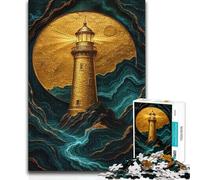 Jigsaw Puzzles for Adults1000 Piece Golden Lighthouse on A Rocky Coast Toys Educational Games Difficult Challenge Anti-Stress Toys (size 38x26cm)