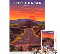 Jigsaw Puzzles for Adults1000 Piece Golden Shadows Over The Avenue of The Dead Educational Toy Gift Birthday Relaxing Games with Matching Poster And Trivia Sheet size 38x52cm