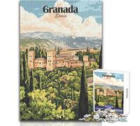 Jigsaw Puzzles for Adults1000 Piece Granada Spain Travel Poster Educational Game Birthday Present Secret Santa Gifts Size 38x52cm